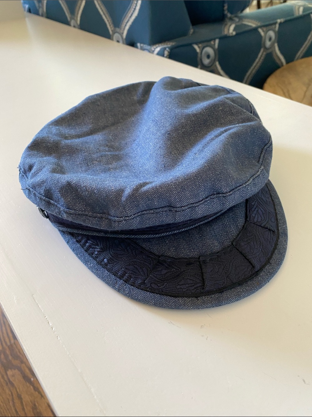 Denim Fisherman Cap in Navy Blue